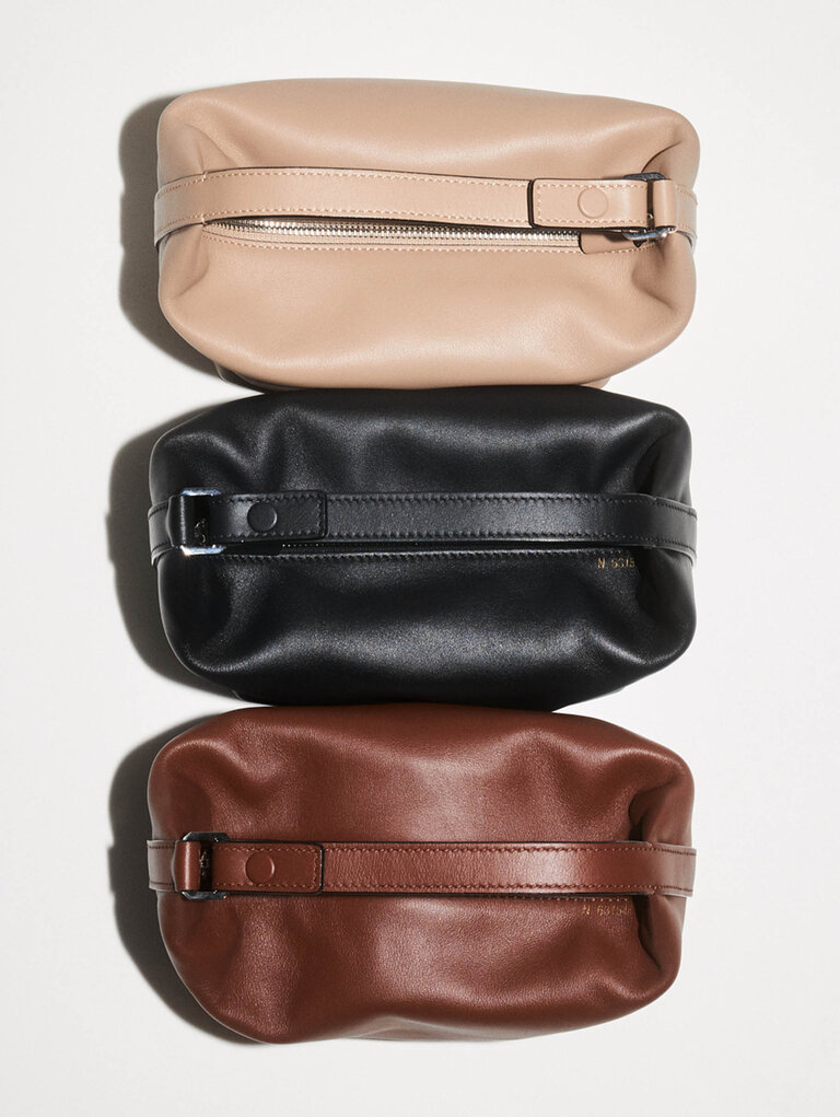 Valextra mochi bag beige, blacj and brown in sublime soft leather 